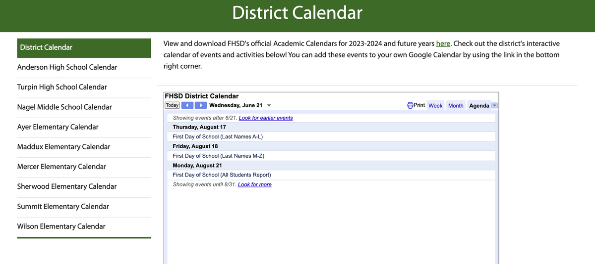 The new interactive calendar page